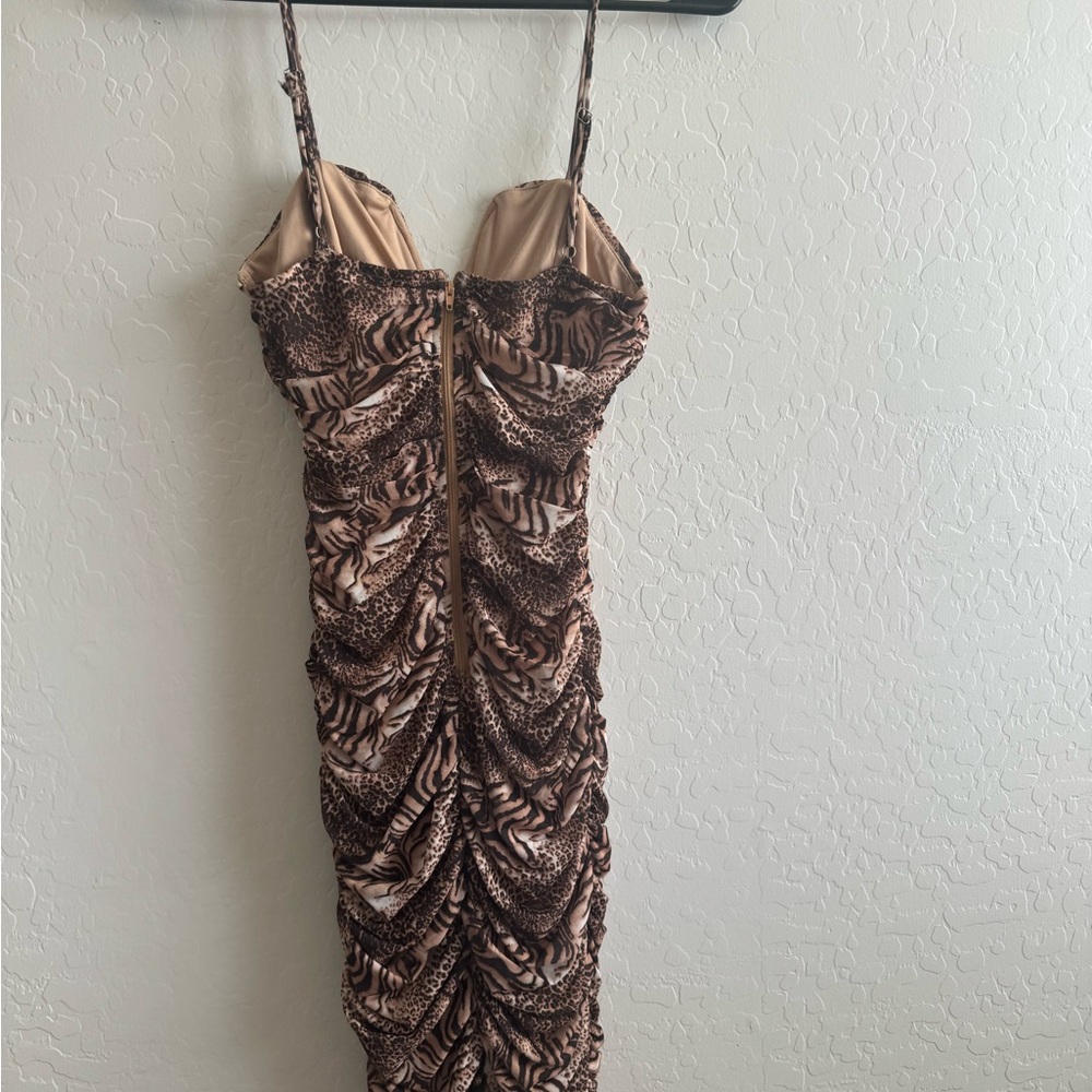 Pixie Leopard Print Ruched Dress - image 4